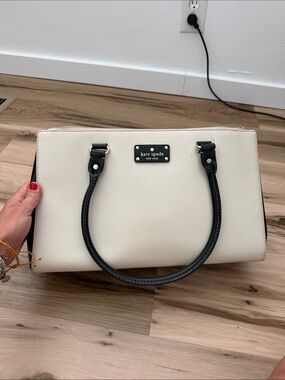 kate spade Cream Satchel with Black Handles